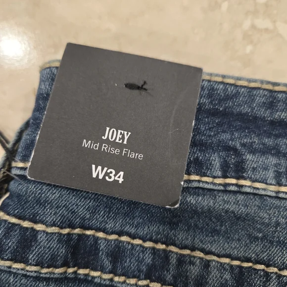 True Religion Women’s Jeans Joey Flap Flare Size 34 Y2K Blue Pink Thread Pockets - Picture 9 of 12